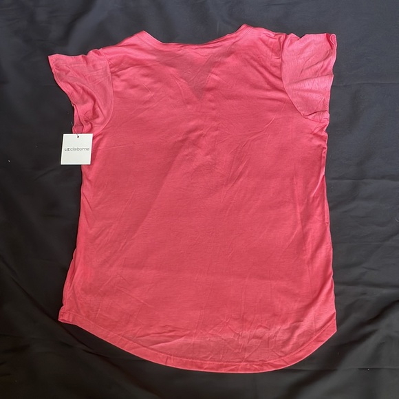 NWT Liz Claiborne Pink short Sleeve top with buttons Size L - Picture 4 of 5